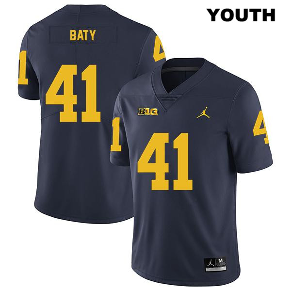 Youth NCAA Michigan Wolverines John Baty #41 Navy Jordan Brand Authentic Stitched Legend Football College Jersey JE25S47BF